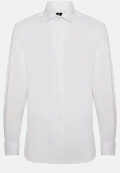 Camicia Azzurra In Pin Point Di Cotone Slim Fit