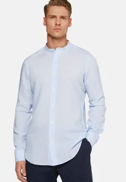 Camicia Azzurra In Tencel Lino Regular Fit
