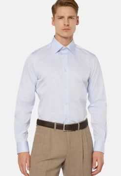 Camicia Azzurra In Twill Di Cotone Regular Fit