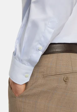 Camicia Azzurra In Twill Di Cotone Regular Fit