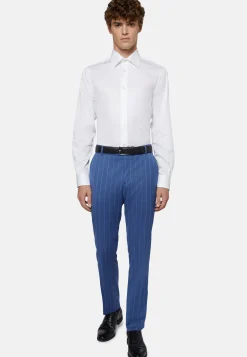 Camicia Azzurra In Twill Di Cotone Regular Fit