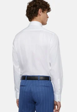 Camicia Azzurra In Twill Di Cotone Regular Fit