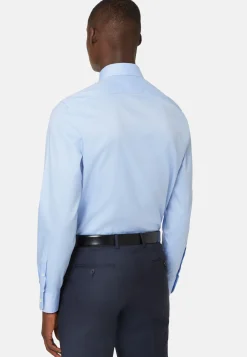 Camicia Azzurra In Twill Di Cotone Slim Fit