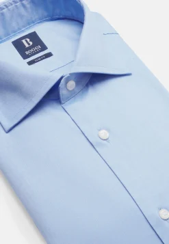 Camicia Azzurra In Twill Di Cotone Slim Fit