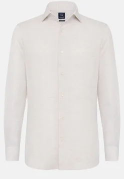 Camicia Beige In Lino Regular Fit