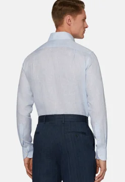 Camicia Beige In Lino Regular Fit