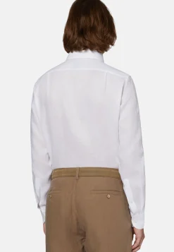 Camicia Bianca In Lino Regular Fit