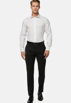 Camicia Bianca In Pin Point Di Cotone Slim Fit