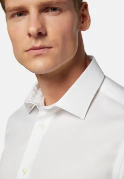 Camicia Bianca In Pin Point Di Cotone Slim Fit