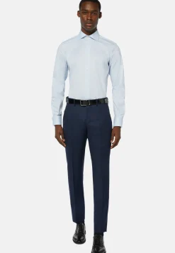 Camicia Bianca In Pin Point Di Cotone Long Fit