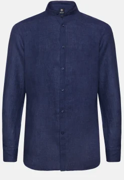 Camicia Navy In Lino Regular Fit