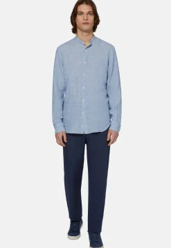 Camicia Navy In Lino Regular Fit