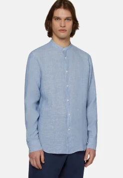 Camicia Navy In Lino Regular Fit