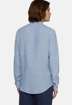Camicia Navy In Lino Regular Fit