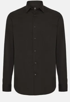 Camicia Nera In Cotone Elasticizzato Slim Fit