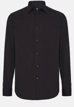 Camicia Nera In Cotone Elasticizzato Slim Fit