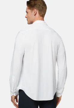 Camicia Nera In Nylon Elasticizzato Slim Fit