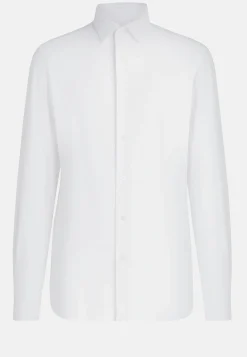 Camicia Nera In Nylon Elasticizzato Slim Fit