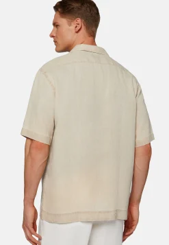 Camicia Over Camp Beige In Lino