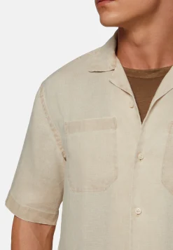 Camicia Over Camp Beige In Lino