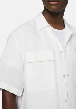 Camicia Over Camp Navy In Lino