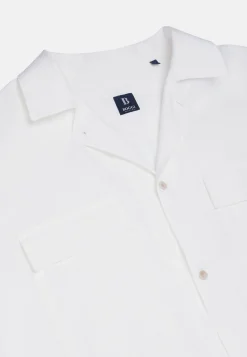 Camicia Over Camp Navy In Lino