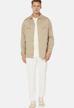 Camicia Over Camp Navy In Cotone Tencel