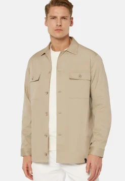 Camicia Over Camp Navy In Cotone Tencel