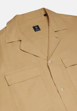 Camicia Over Camp Navy In Lino