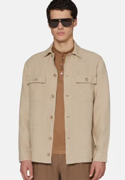 Camicia Over Camp Sabbia In Lino
