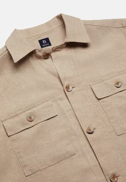 Camicia Over Camp Sabbia In Lino