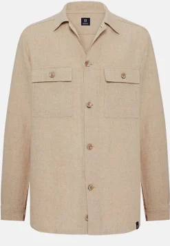Camicia Over Camp Sabbia In Lino