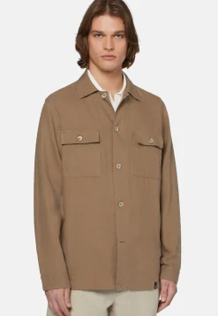 Camicia Over Camp Sabbia In Lino