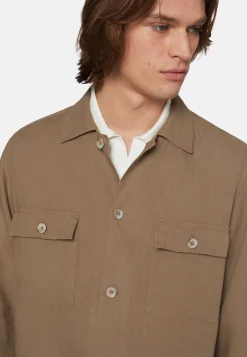 Camicia Over Camp Sabbia In Lino