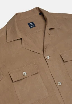 Camicia Over Camp Sabbia In Lino
