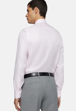 Camicia Rosa In Cotone Dobby Slim Fit