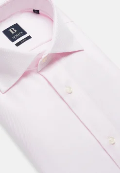 Camicia Rosa In Cotone Dobby Slim Fit