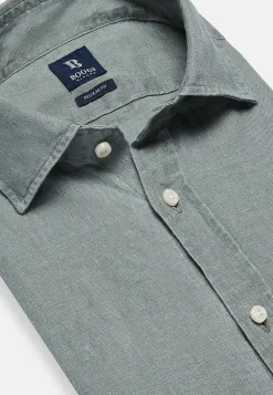 Camicia Rosa In Lino Regular Fit
