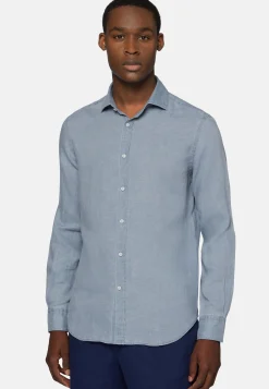 Camicia Rosa In Lino Regular Fit
