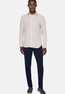 Camicia Rosa In Lino Regular Fit