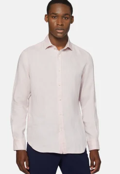 Camicia Rosa In Lino Regular Fit