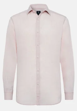 Camicia Rosa In Lino Regular Fit