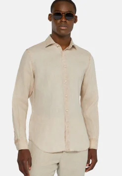 Camicia Rosa In Lino Regular Fit