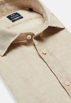 Camicia Rosa In Lino Regular Fit