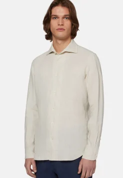 Camicia Tortora In Lino Regular Fit