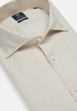 Camicia Tortora In Lino Regular Fit