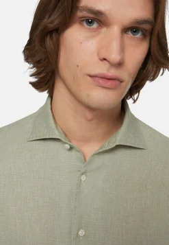 Camicia Tortora In Lino Regular Fit
