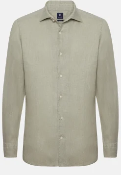 Camicia Tortora In Lino Regular Fit