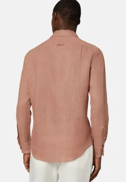 Camicia Tortora In Lino Regular Fit