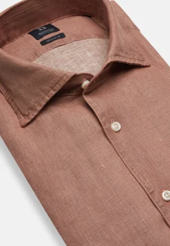 Camicia Tortora In Lino Regular Fit